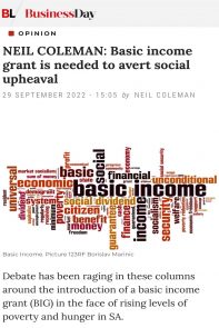 Basic income grant is needed to avert social upheaval