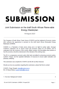 Joint Submission on the draft South African Renewable Energy Masterplan (SAREM)